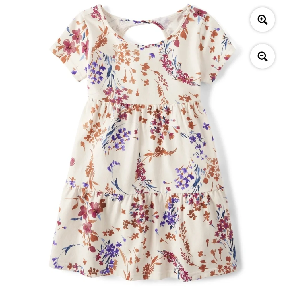 The Children’s Place Girls Floral Print Tiered Flutter Dress Size XXL (16) NWT